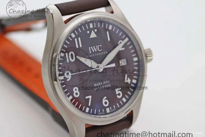 MIROTIME 1226 HighQuality Mark XVIII IW327010 SS M+F 1:1 Best Edition Brown Dial on Brown Leather Strap A 7049